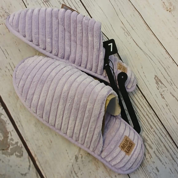Muk Luks women's Terry ribbed scuff slippers lilac size 7 - Picture 4 of 8